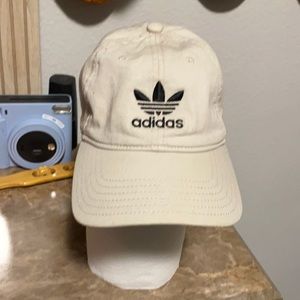 Cream, black logo adidas hat
